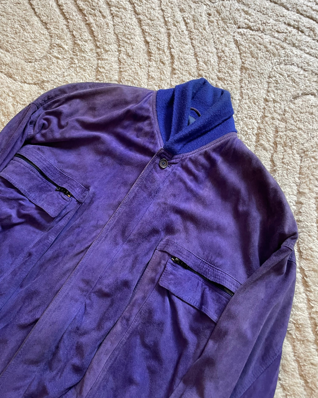 80s ヴェルサーチ カーゴ パープル シープスキン ボンバー (M)