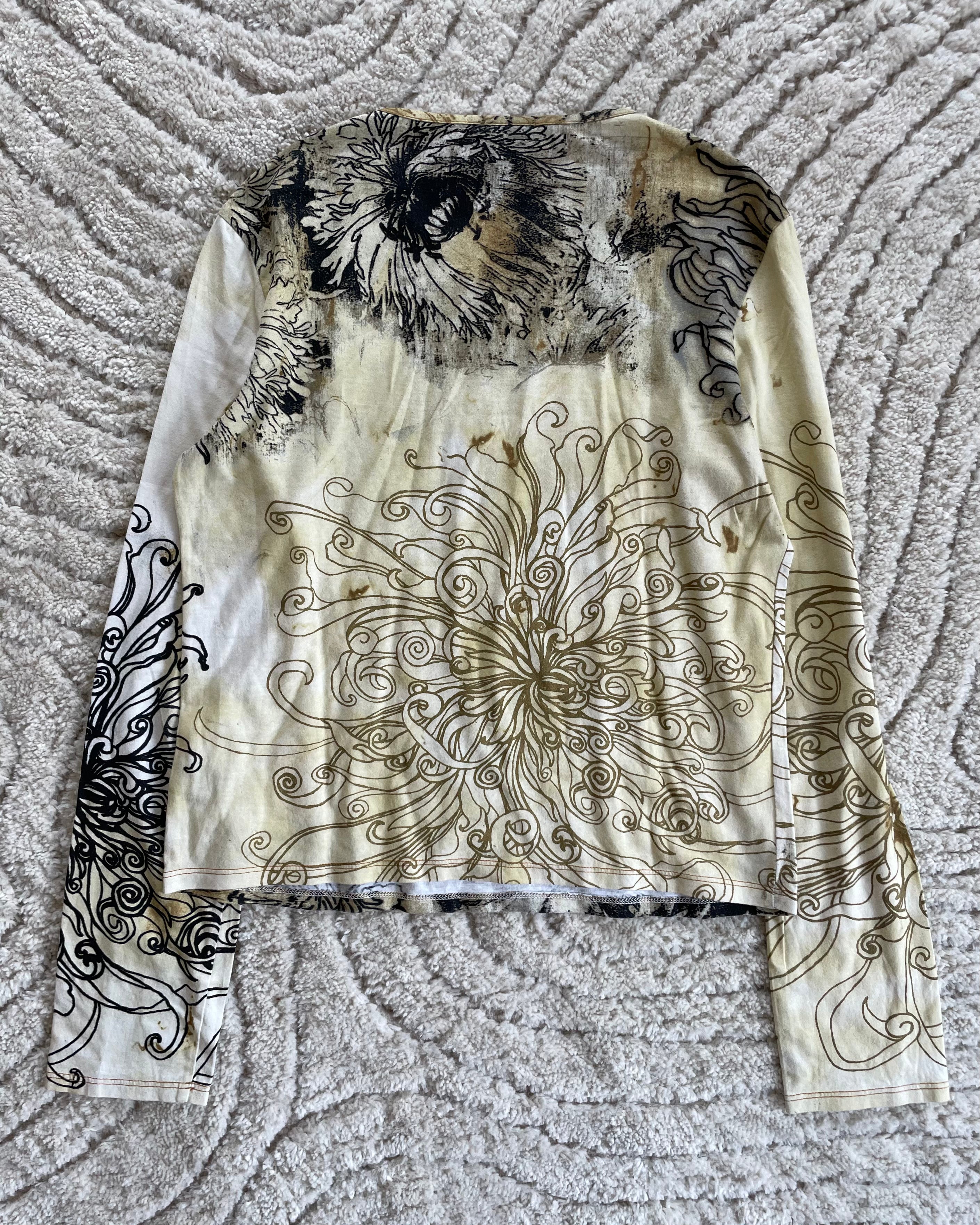 2000年代 Roberto Cavalli チャイニーズインクフローラルトップ (S)