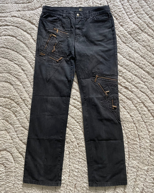 SS2005 Cavalli Geometrical Zipper Pockets Pants (M)