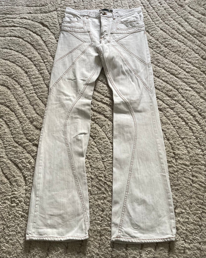 2000s Cavalli Triple White Geometrical Pants (S)