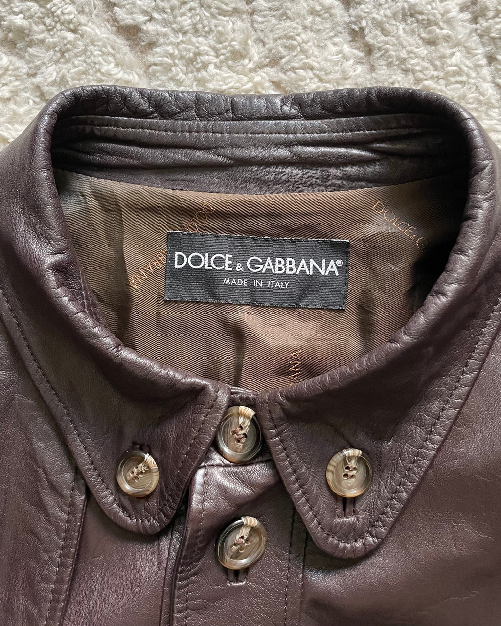 00年代 ドルチェ＆ガッバーナ ライトレザー ボンバージャケット (L)
