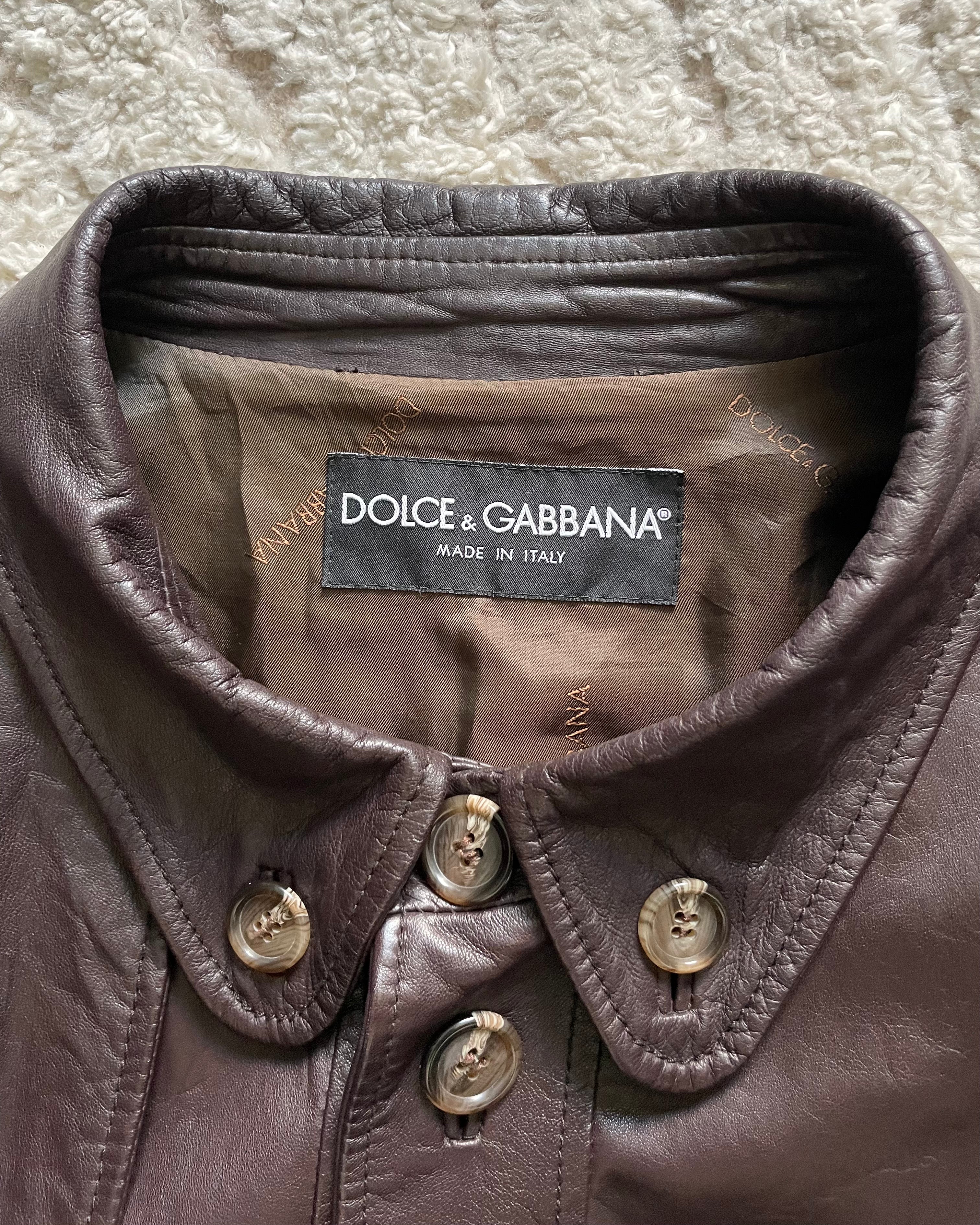 00年代 ドルチェ＆ガッバーナ ライトレザー ボンバージャケット (L)