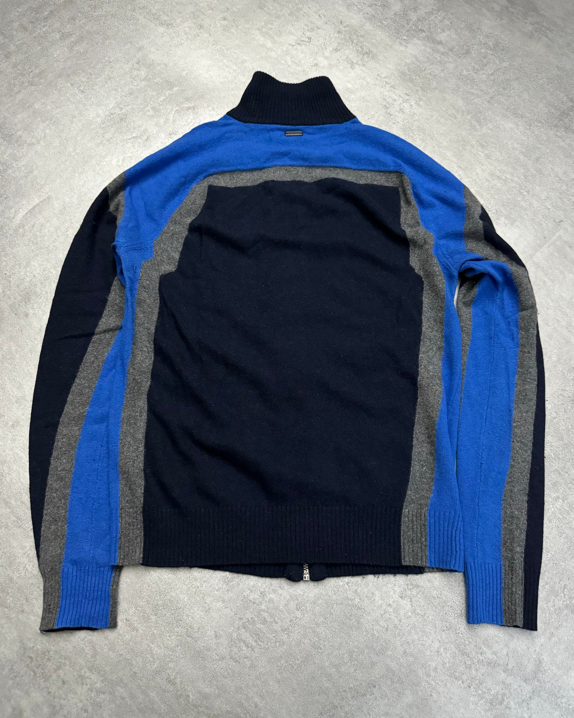 2000s Dirk Bikkembergs Structural Klein Wool Zip-up Sweater (S) - 5