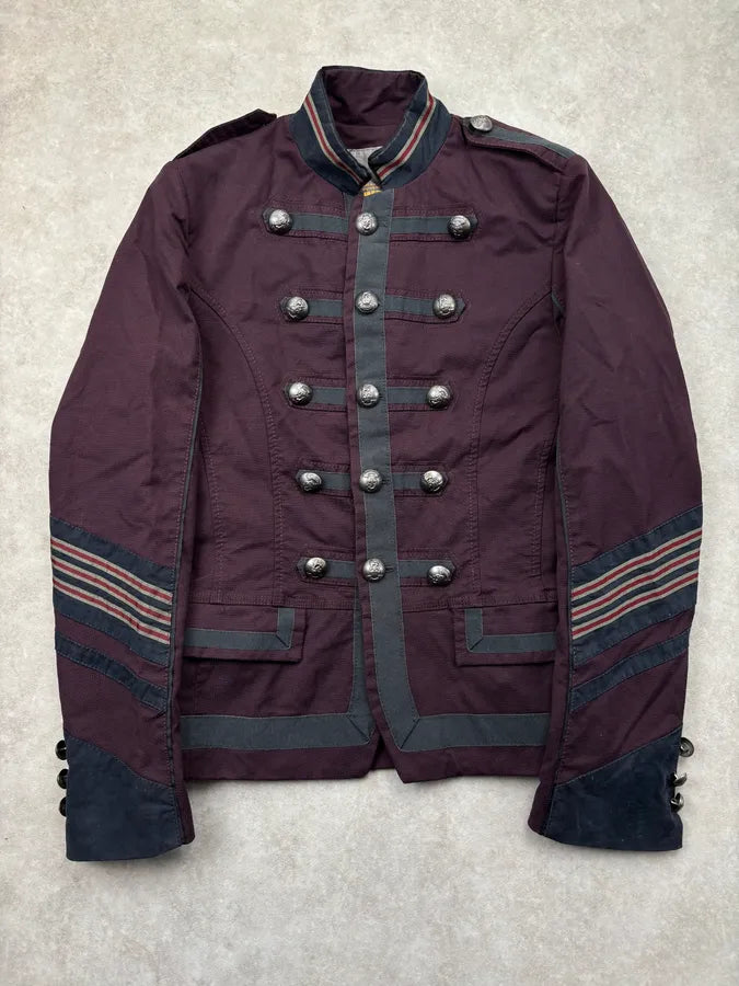 Imperial Burgundy Buttoned Napoleon Officer Blazer Jacket DHVByav 0