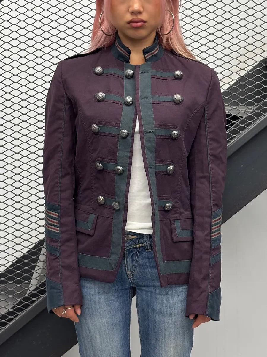 Imperial Burgundy Buttoned Napoleon Officer Blazer Jacket DHVByav 1