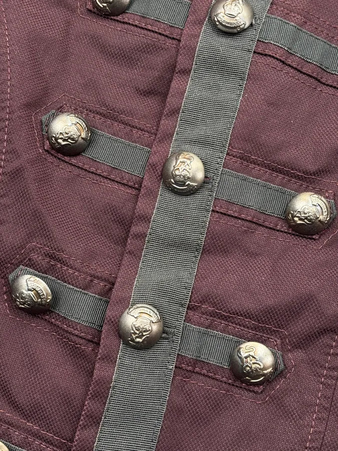 Imperial Burgundy Buttoned Napoleon Officer Blazer Jacket DHVByav 7