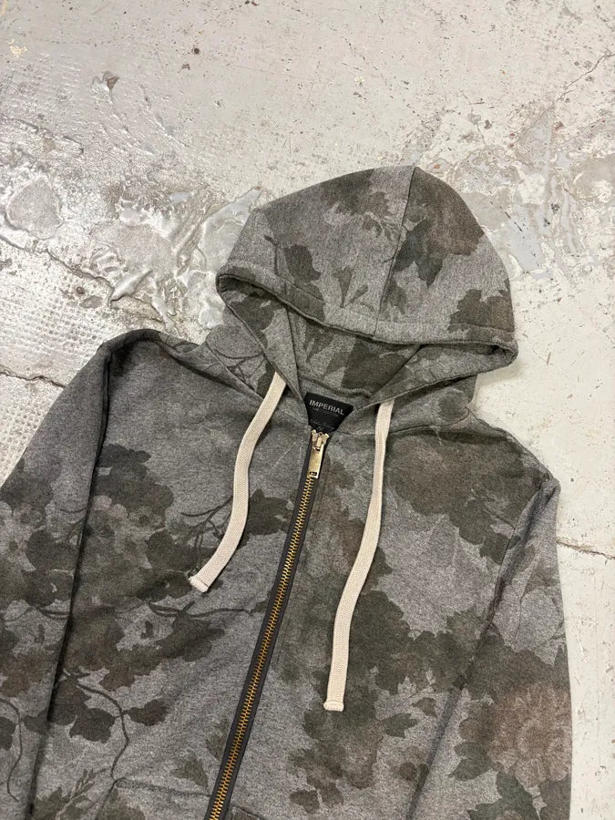Imperial Grey Renaissance Floral Print Zip-up Hoodie SxEYvbn 3