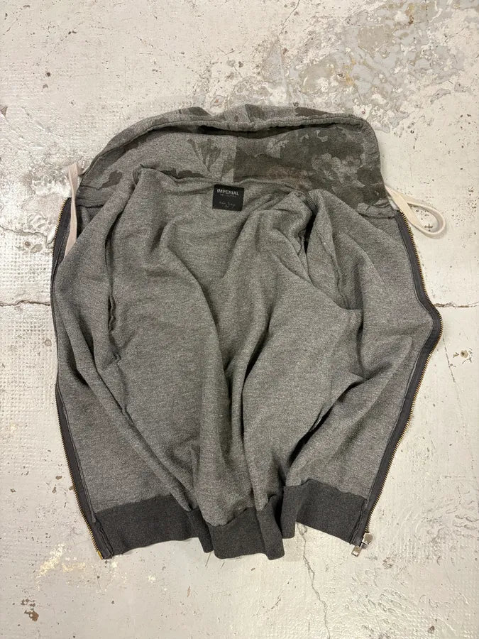 Imperial Grey Renaissance Floral Print Zip-up Hoodie SxEYvbn 6