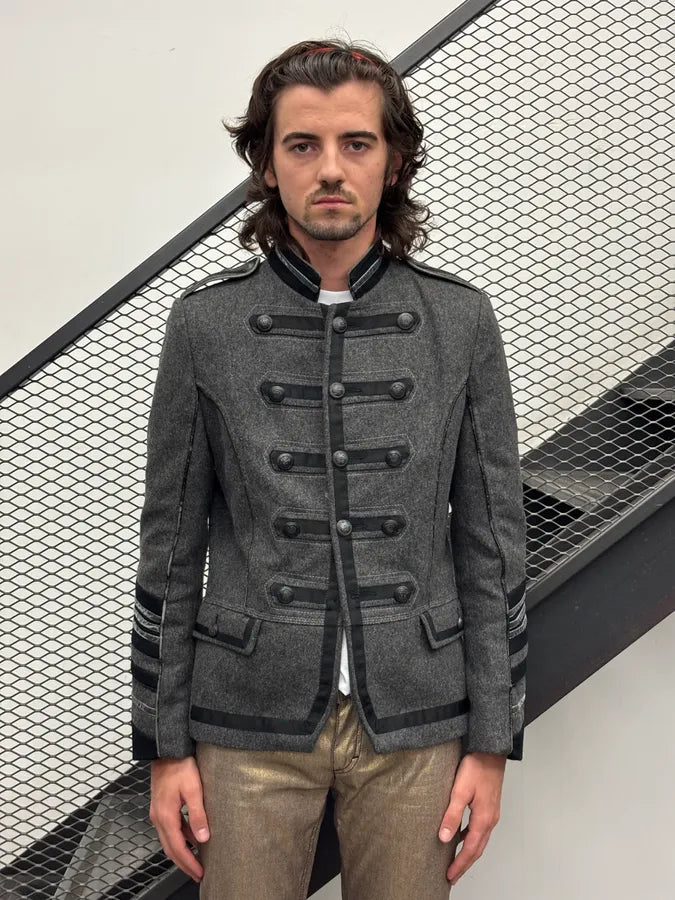 Imperial Grey Wool Napoleon Officer Blazer Jacket SizqyYz 1