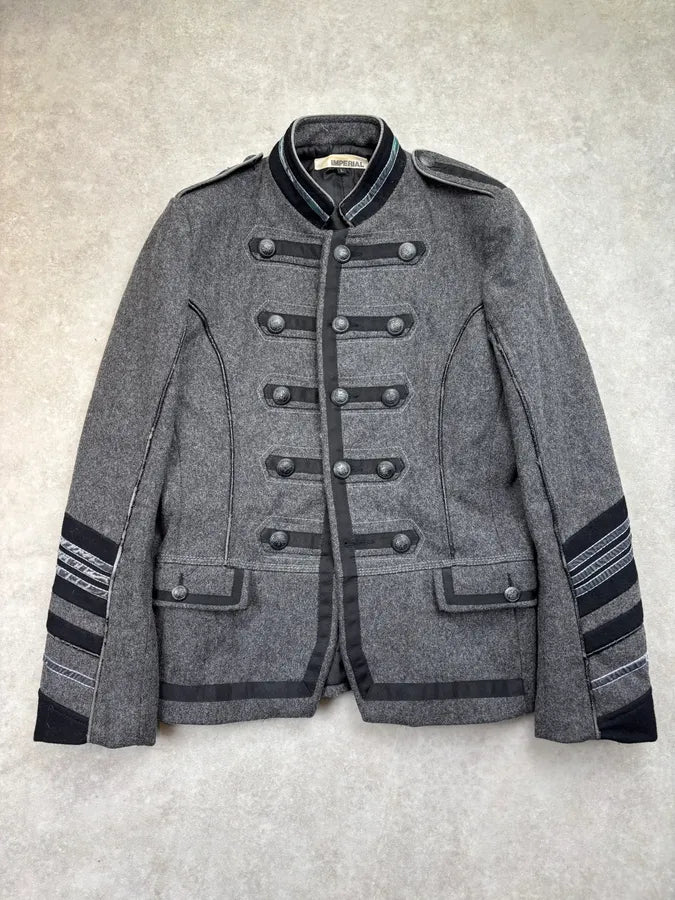 Imperial Grey Wool Napoleon Officer Blazer Jacket SizqyYz 0