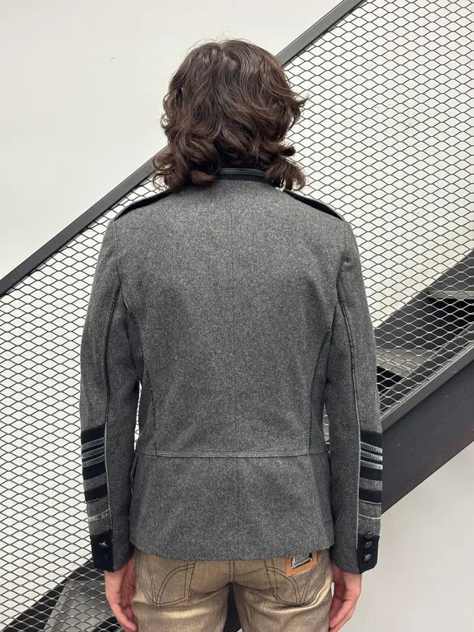 Imperial Grey Wool Napoleon Officer Blazer Jacket SizqyYz 2