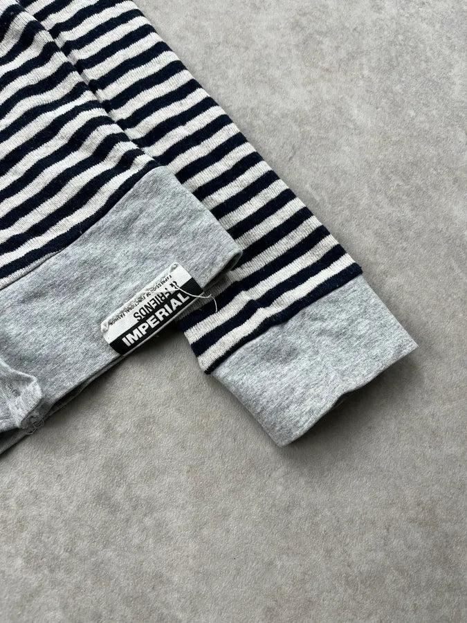 Imperial Striped Layer Grey & Black Zip-Up Hoodie LikNJsy 4