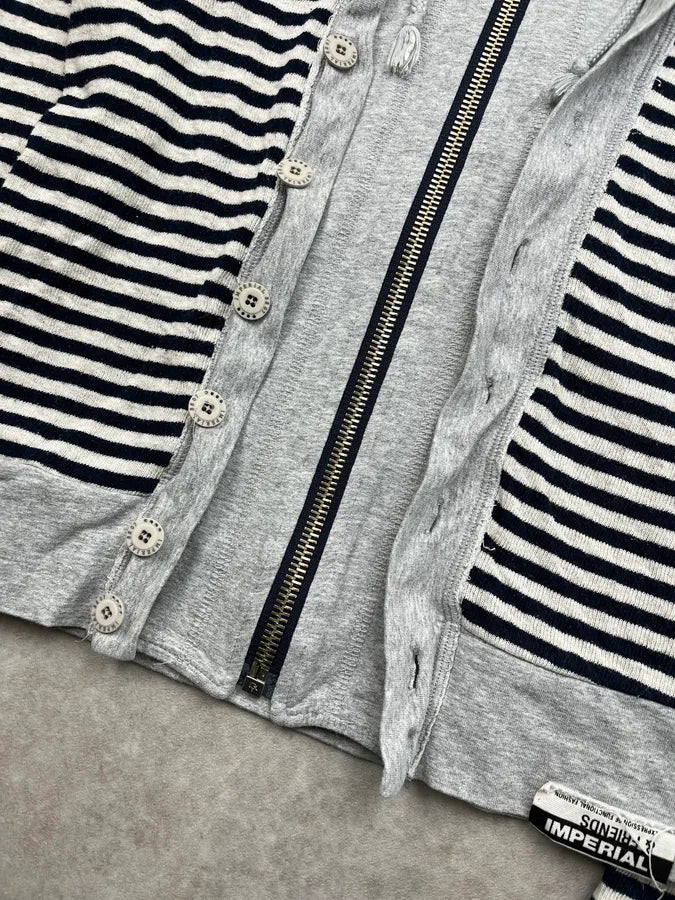 Imperial Striped Layer Grey & Black Zip-Up Hoodie LikNJsy 6