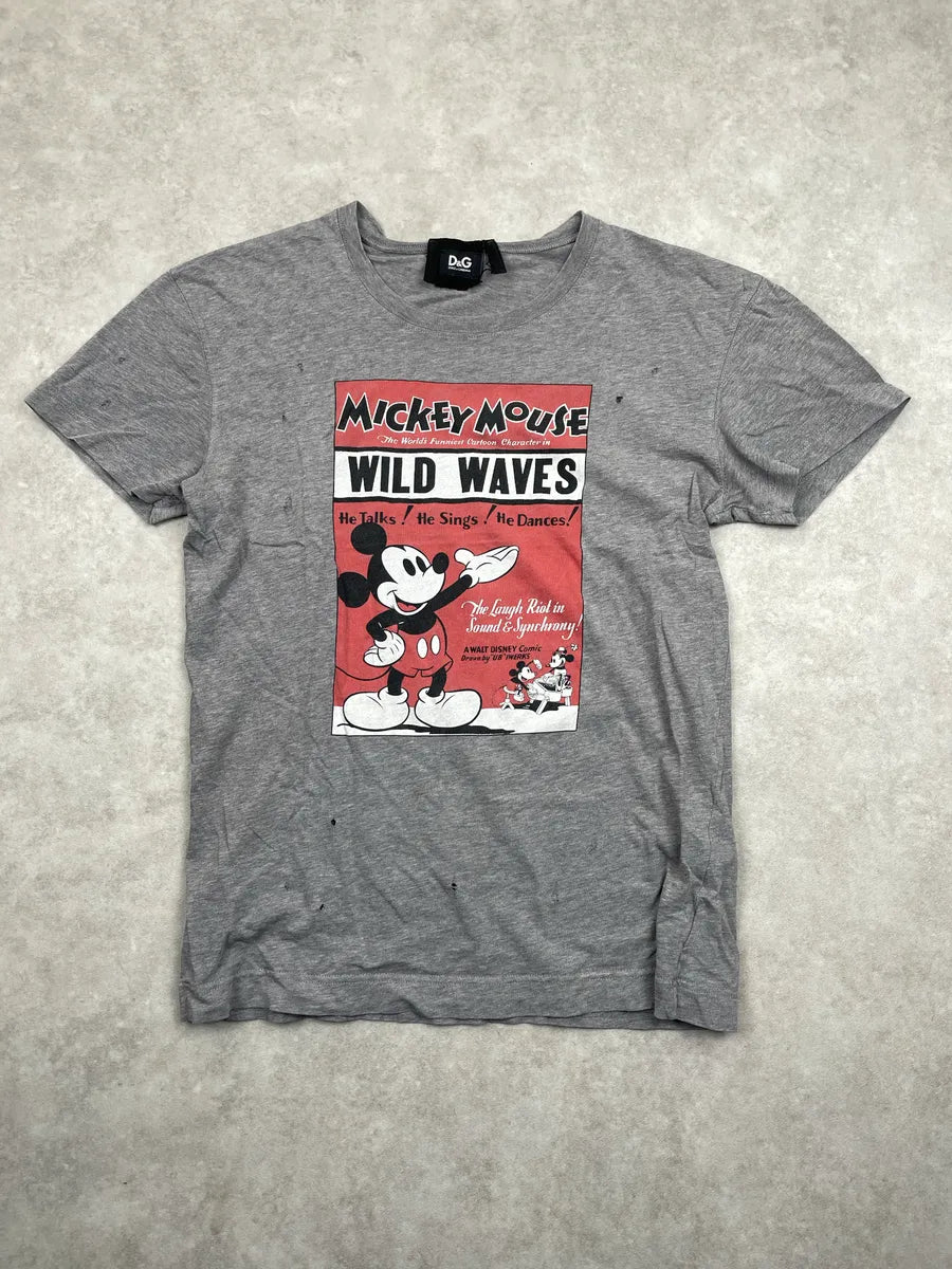 AW2011 Dolce & Gabbana Grey Mickey Mouse Wild Waves T-Shirt ipRtjtiC 0