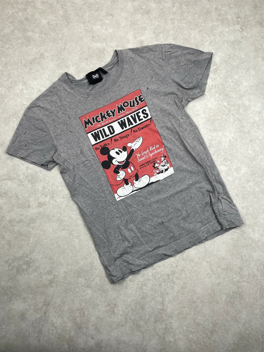 AW2011 Dolce & Gabbana Grey Mickey Mouse Wild Waves T-Shirt ipRtjtiC 3