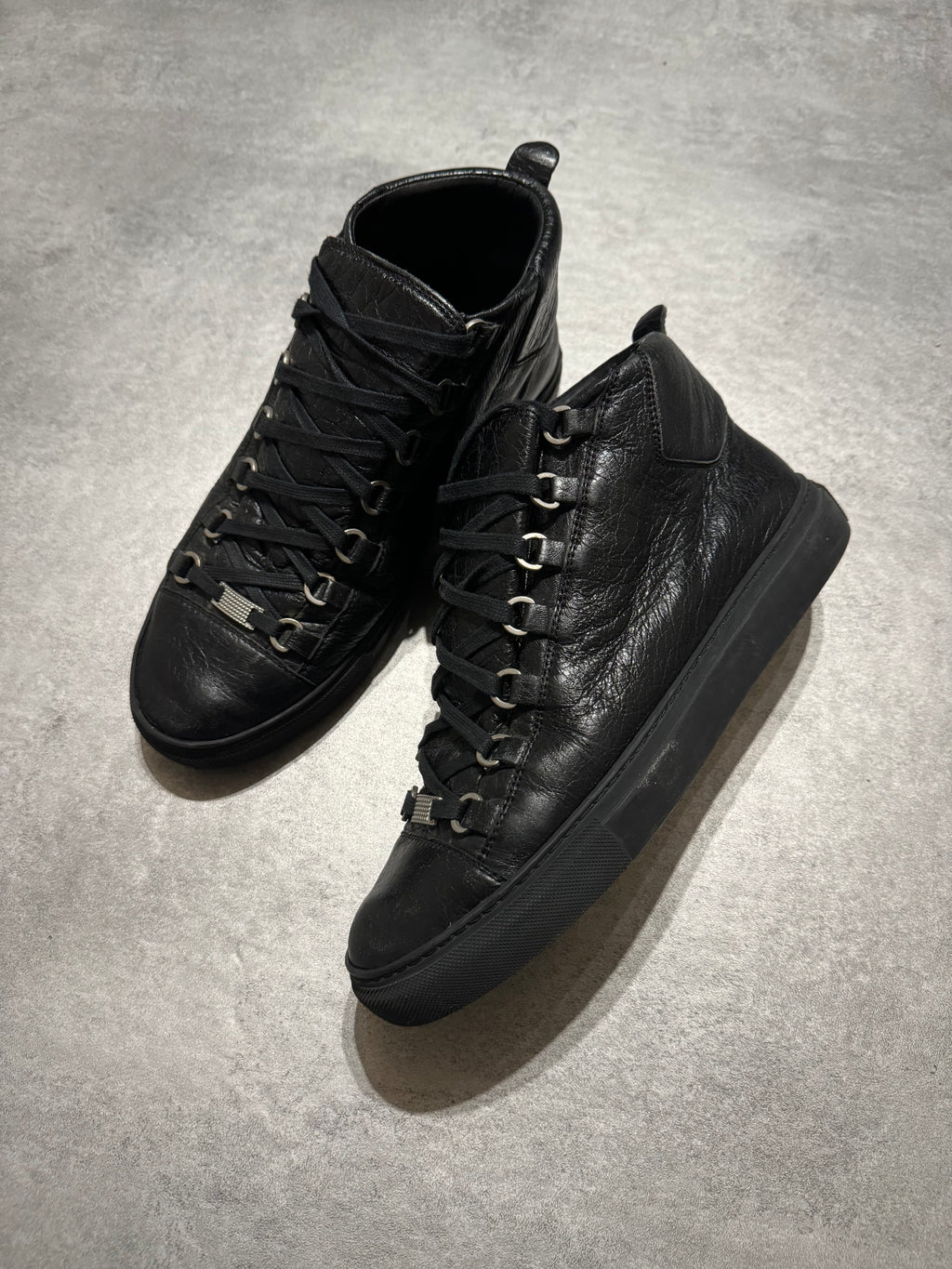 Balenciaga Arena High Black Leather Shoes (41) - 12