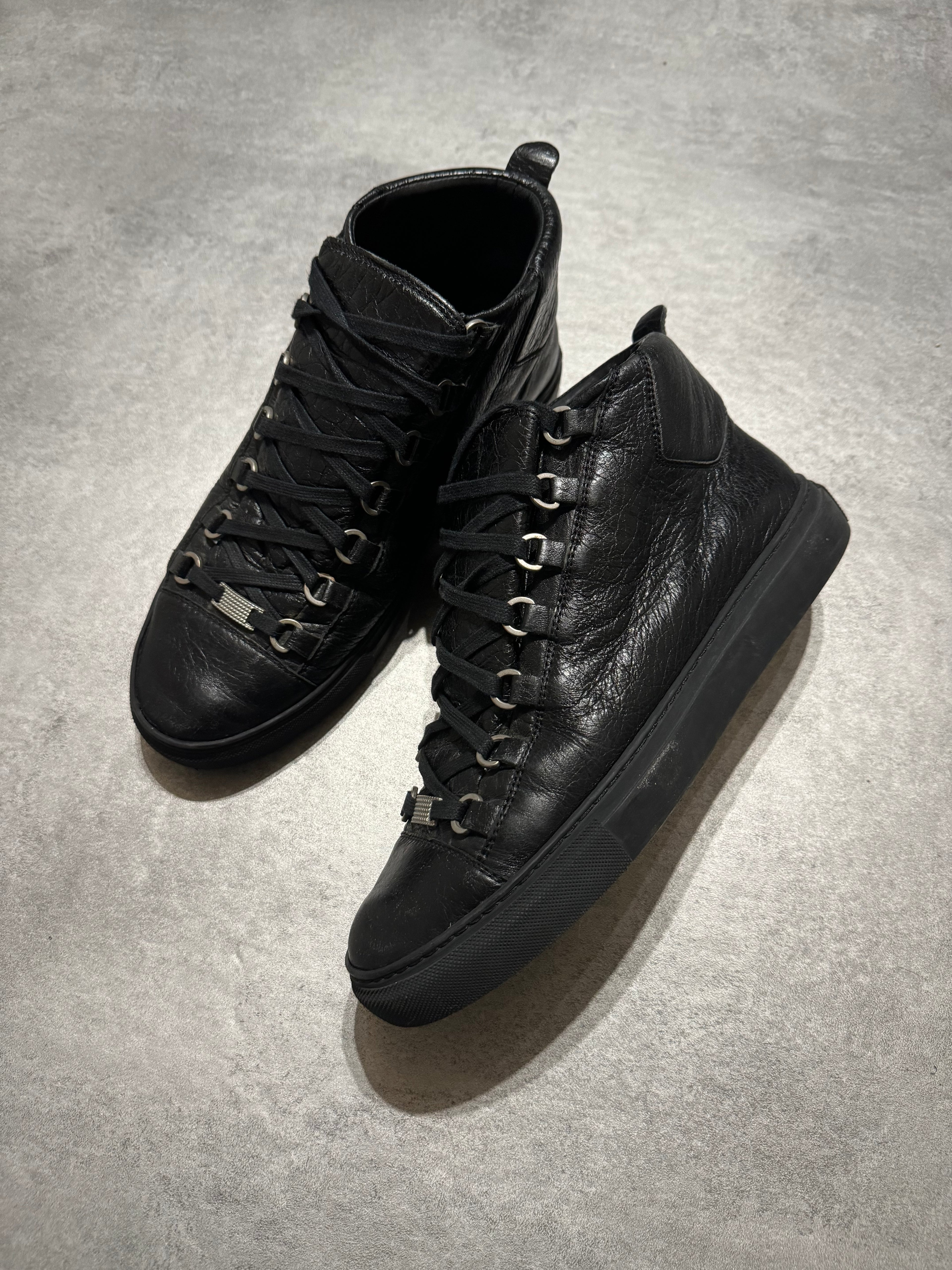 Balenciaga Arena High Black Leather Shoes (41) - 12