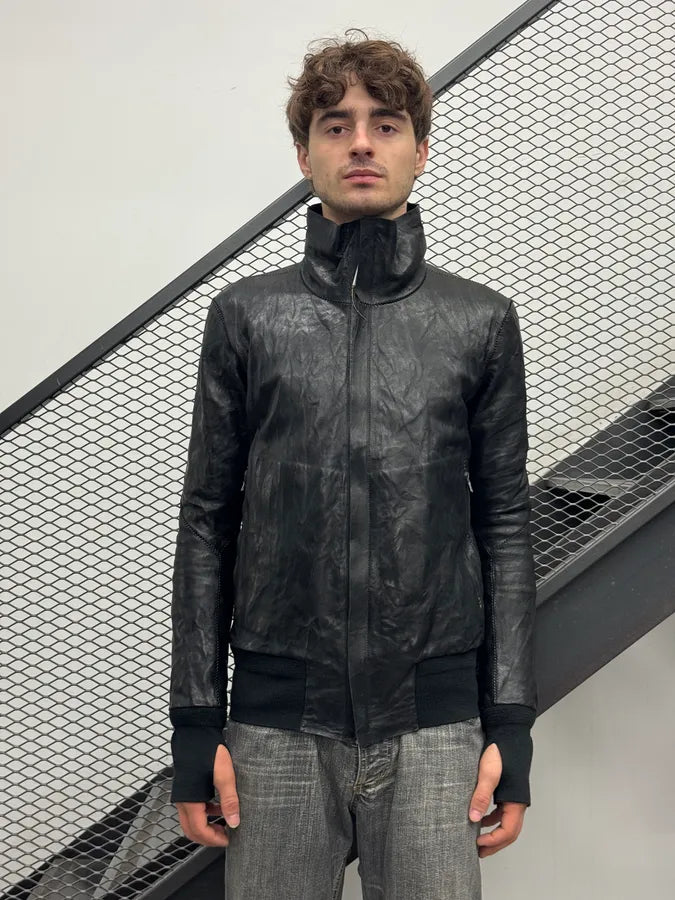 Isaac Sellam Black Integral Zip Leather Collar Jacket WGySFaR 2