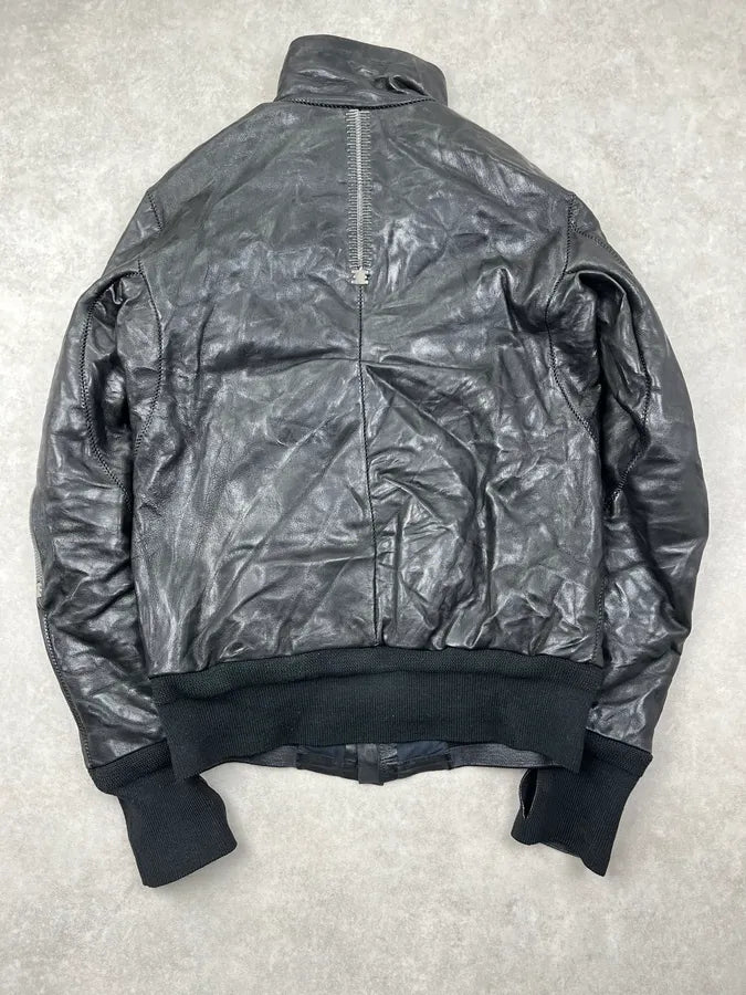 Isaac Sellam Black Integral Zip Leather Collar Jacket WGySFaR 1