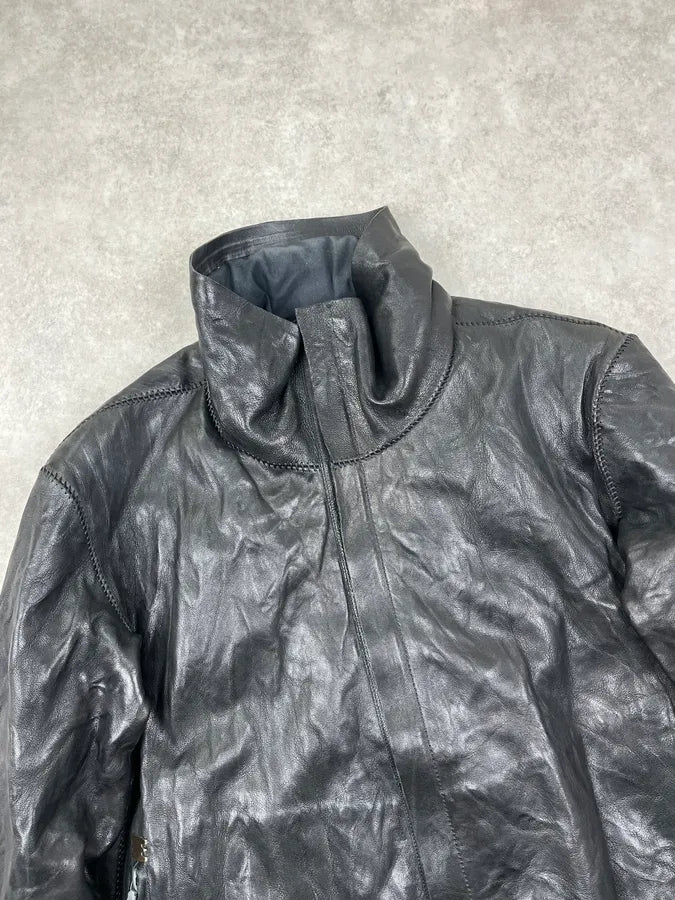 Isaac Sellam Black Integral Zip Leather Collar Jacket WGySFaR 6