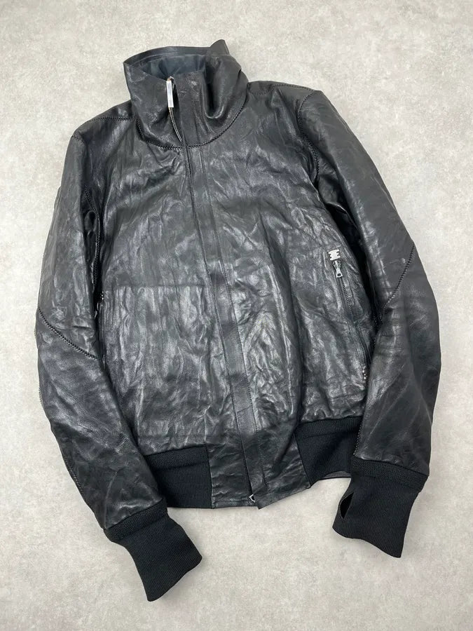 Isaac Sellam Black Integral Zip Leather Collar Jacket WGySFaR 4