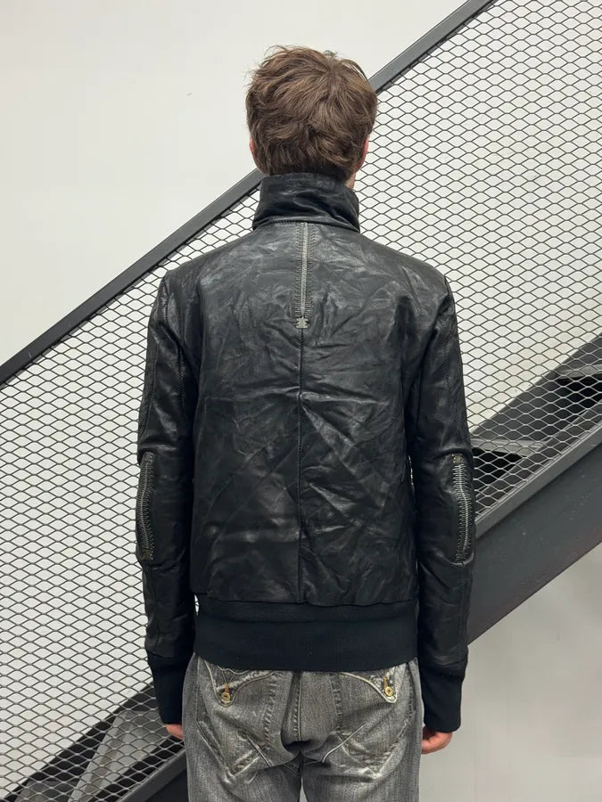 Isaac Sellam Black Integral Zip Leather Collar Jacket WGySFaR 3