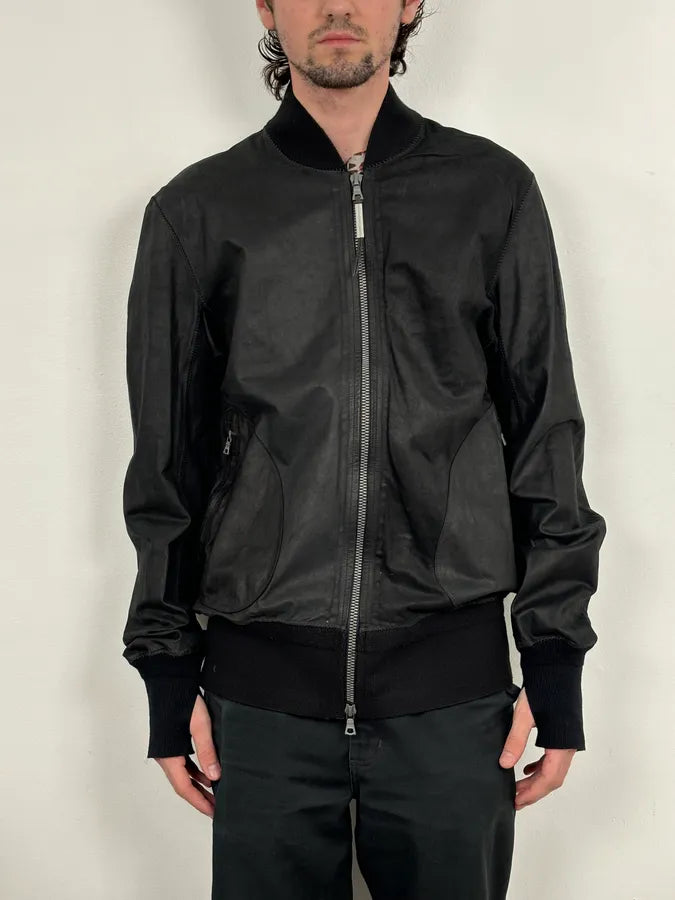 Isaac Sellam Black Bomber Zip-Pocket Leather Jacket ecAglfx 1