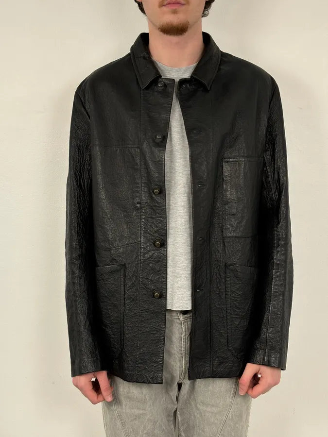 Isaac Sellam Black Premium Buttoned Leather Jacket hlVNlCn 1