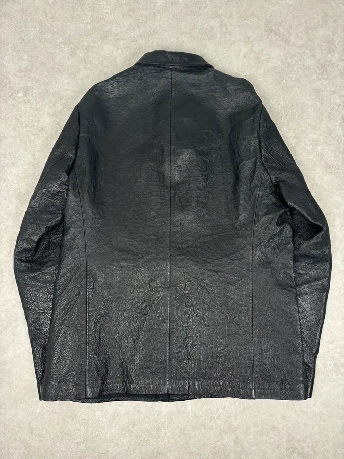 Isaac Sellam Black Premium Buttoned Leather Jacket hlVNlCn 4
