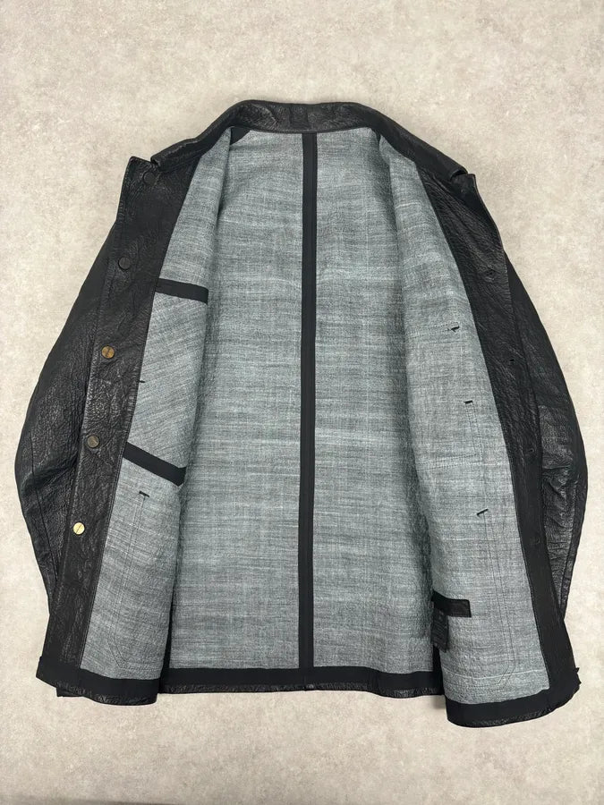 Isaac Sellam Black Premium Buttoned Leather Jacket hlVNlCn 6
