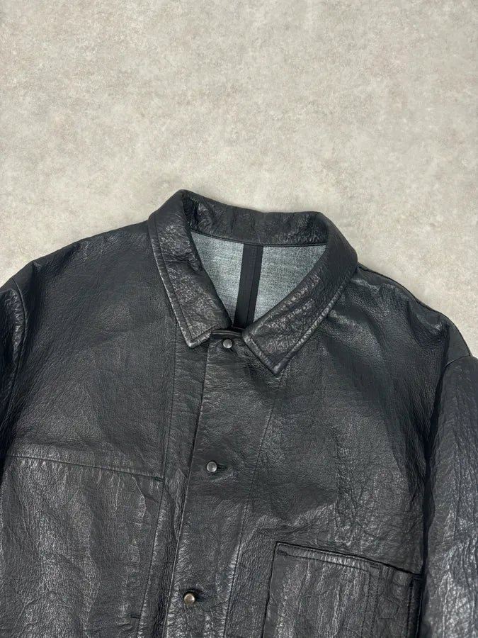 Isaac Sellam Black Premium Buttoned Leather Jacket hlVNlCn 3