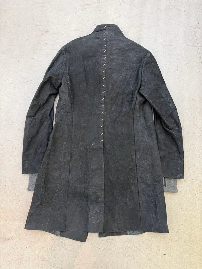 Isaac Sellam Black Long Leather Avant-Garde Jacket aycECid 1