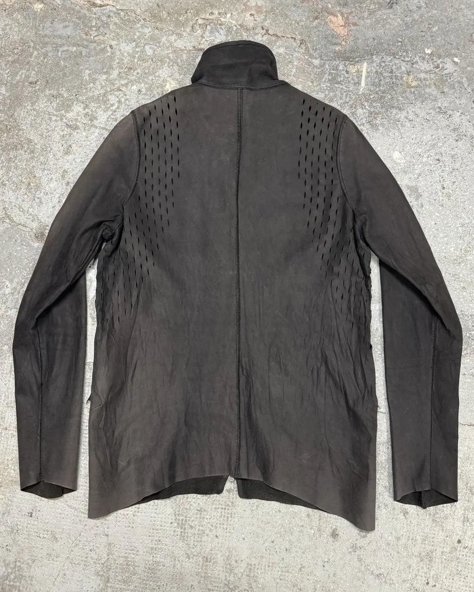 Isaac Sellam Black Suede Perforated Faded Leather Jacket (M/L) 1