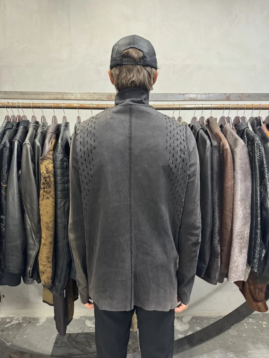 Isaac Sellam Black Suede Perforated Faded Leather Jacket (M/L) 3
