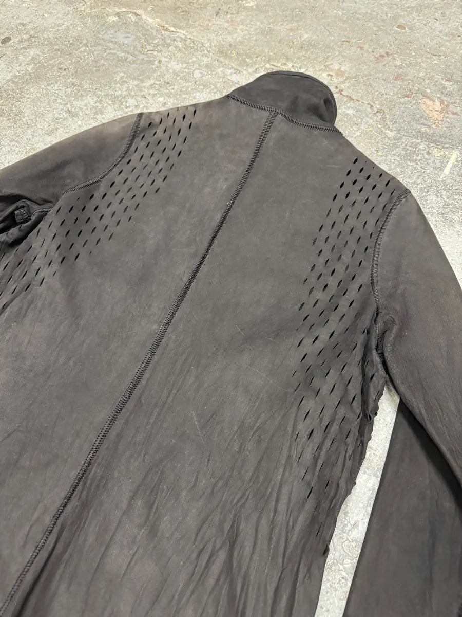 Isaac Sellam Black Suede Perforated Faded Leather Jacket (M/L) 5