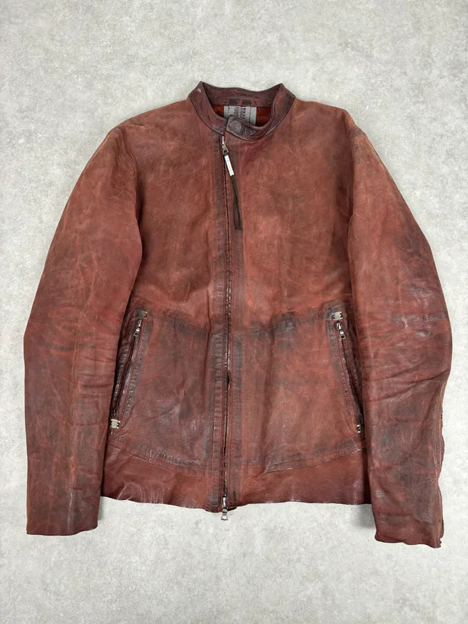 Isaac Sellam Bordeaux Leather Back-Zip Avant-Garde Jacket nskOwzI 0