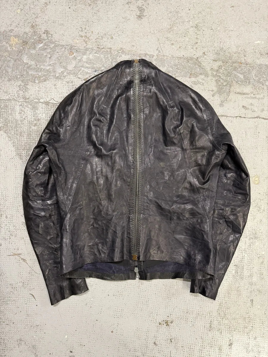 Isaac Sellam Dark Purple Backzip Premium Leather Avant-Garde Jacket STPUhlV 0