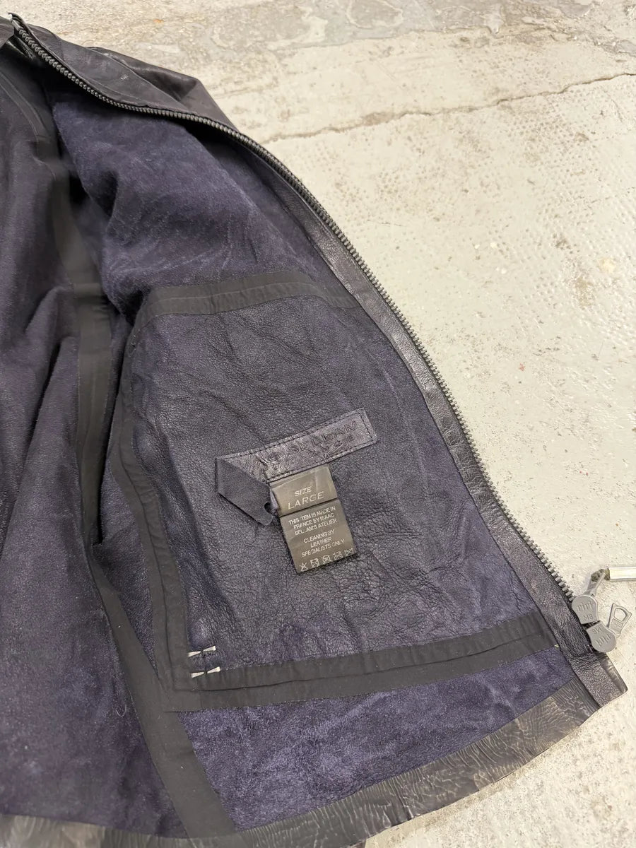 Isaac Sellam Dark Purple Backzip Premium Leather Avant-Garde Jacket STPUhlV 10