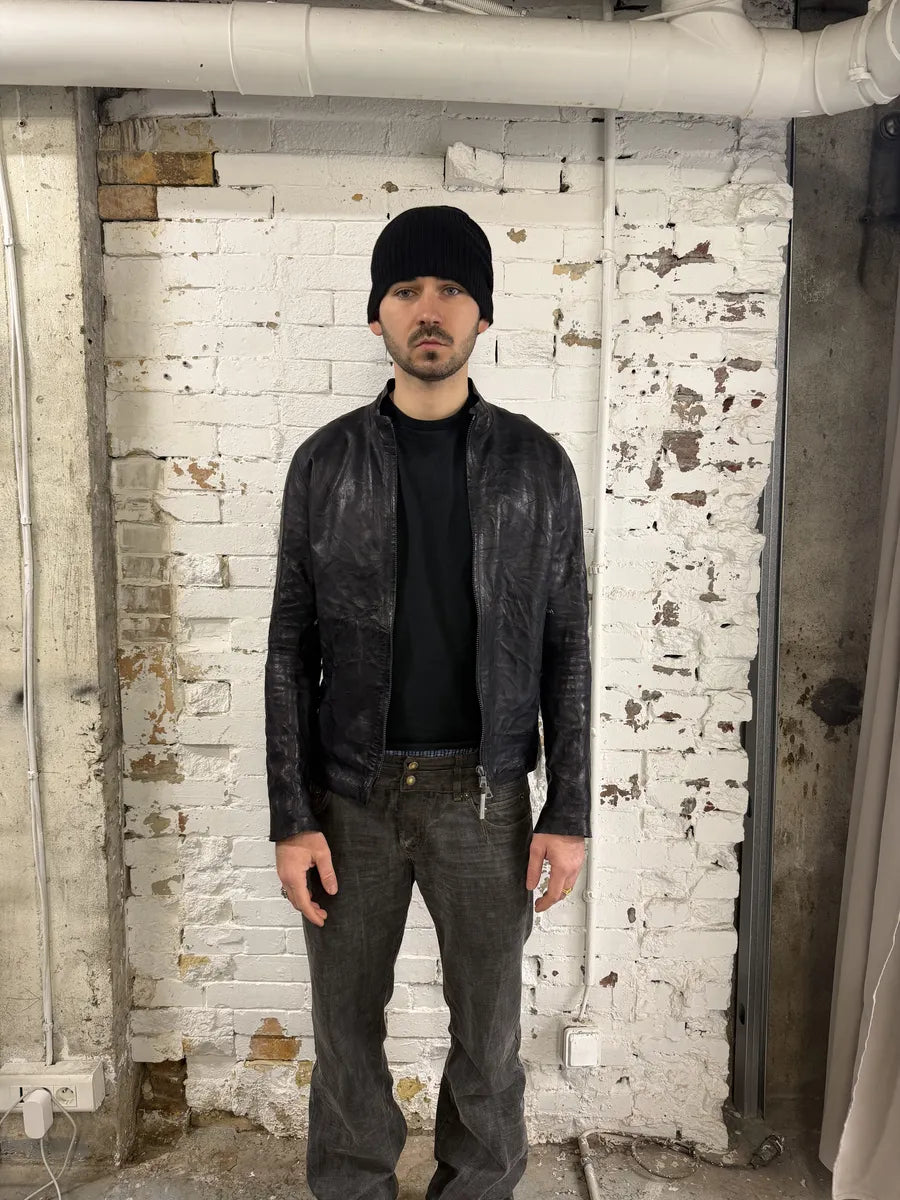 Isaac Sellam Dark Purple Backzip Premium Leather Avant-Garde Jacket STPUhlV 4