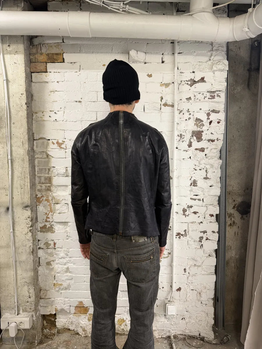 Isaac Sellam Dark Purple Backzip Premium Leather Avant-Garde Jacket STPUhlV 5