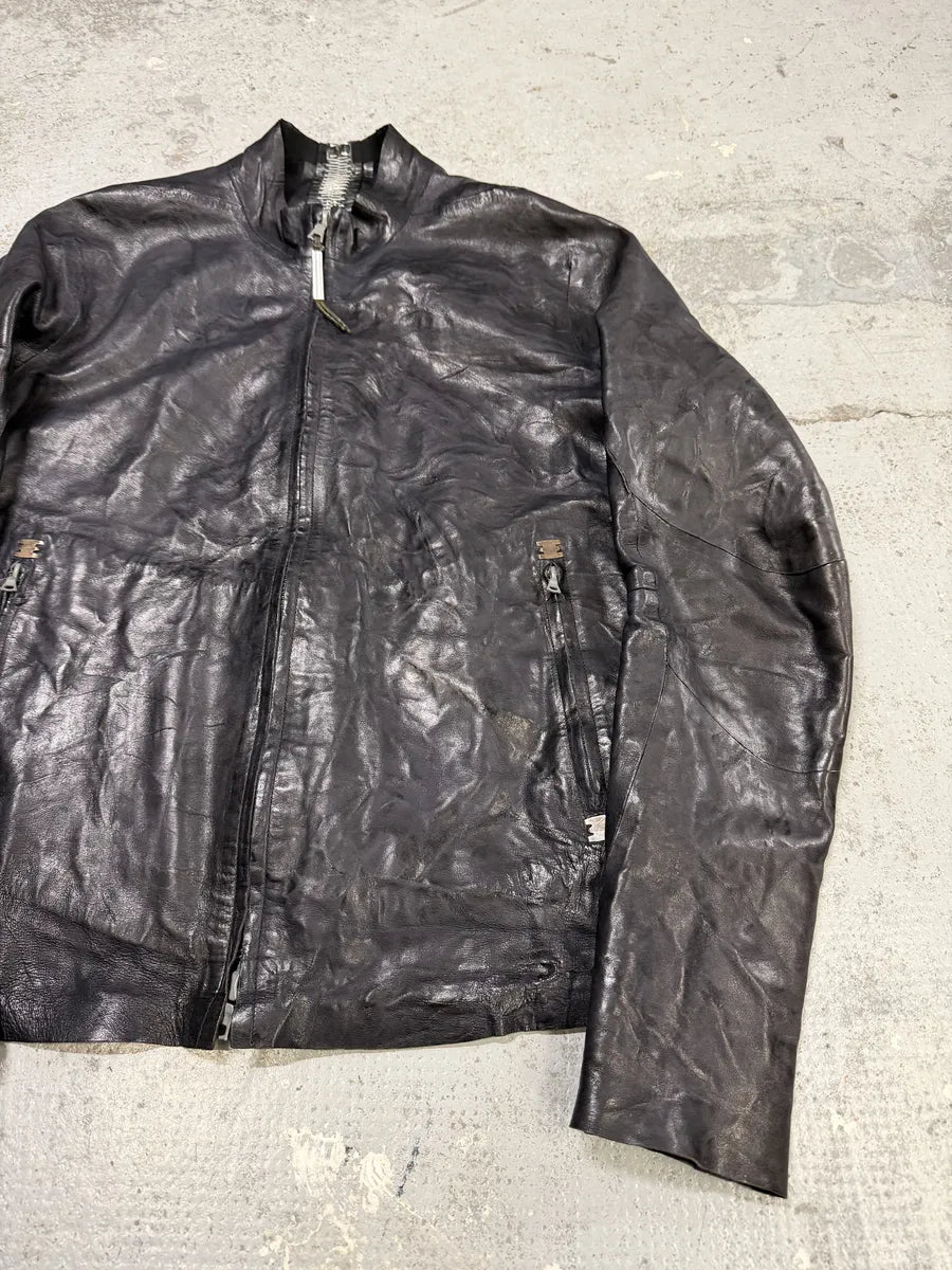 Isaac Sellam Dark Purple Backzip Premium Leather Avant-Garde Jacket STPUhlV 9