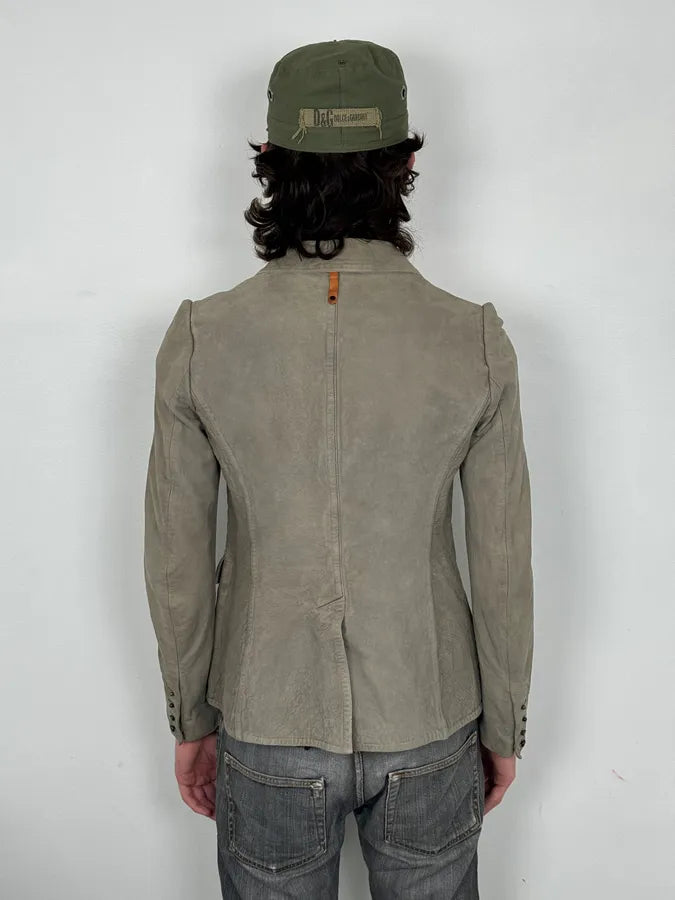 Isaac Sellam Beige Suede Lambskin Leather Blazer UcZJIKc 2