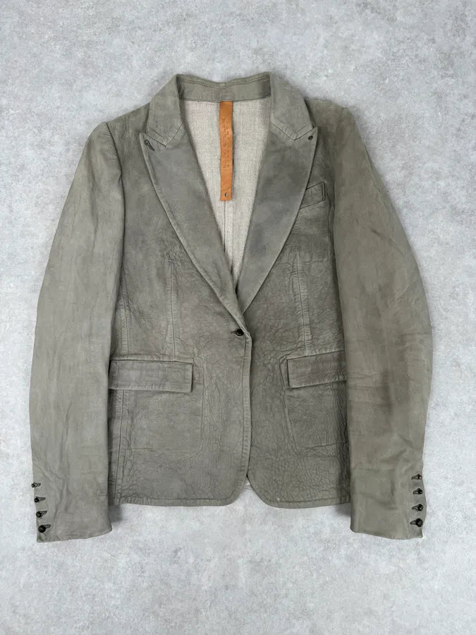 Isaac Sellam Beige Suede Lambskin Leather Blazer UcZJIKc 3