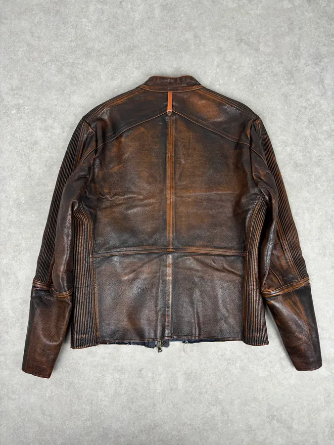 Isaac Sellam Experience Brown Bronze Aged Leather Jacket VmHOIwa 5
