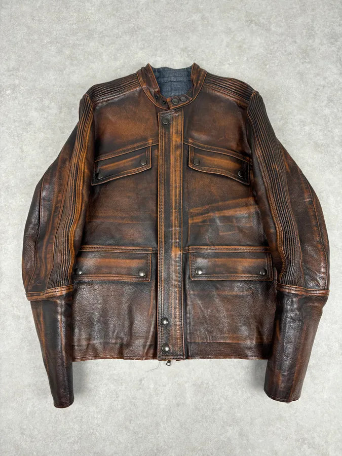 Isaac Sellam Experience Brown Bronze Aged Leather Jacket VmHOIwa 0