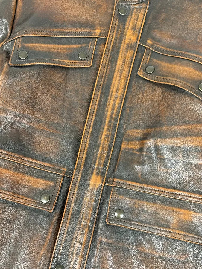 Isaac Sellam Experience Brown Bronze Aged Leather Jacket VmHOIwa 8