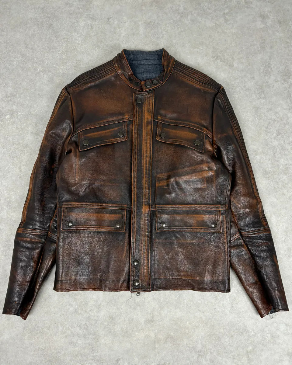 Isaac Sellam Experience Brown Bronze Aged Leather Jacket VmHOIwa 3
