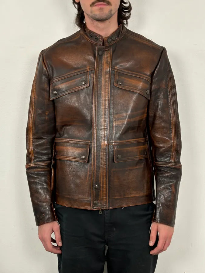 Isaac Sellam Experience Brown Bronze Aged Leather Jacket VmHOIwa 1