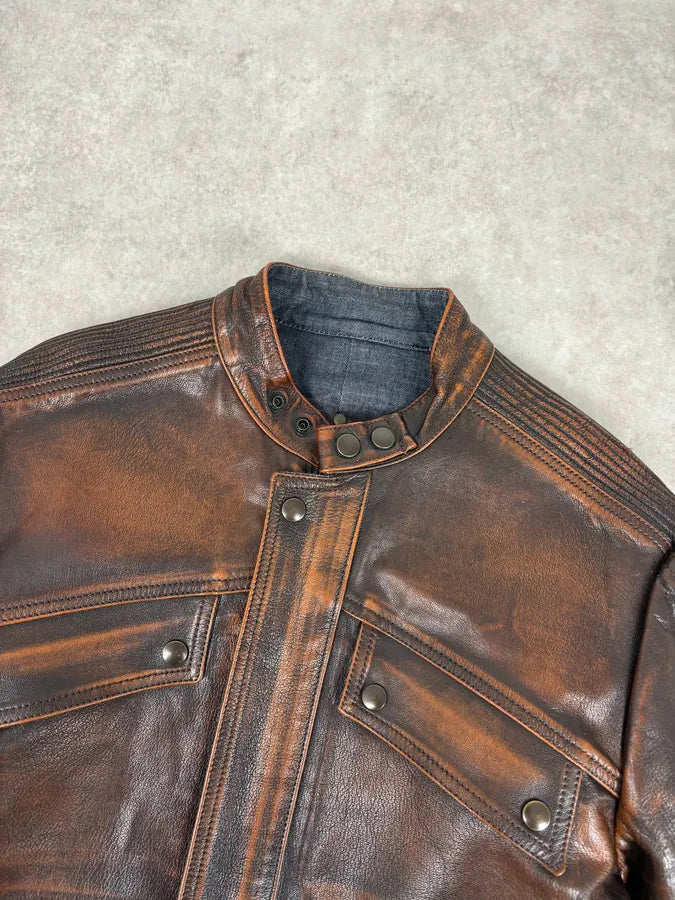 Isaac Sellam Experience Brown Bronze Aged Leather Jacket VmHOIwa 4
