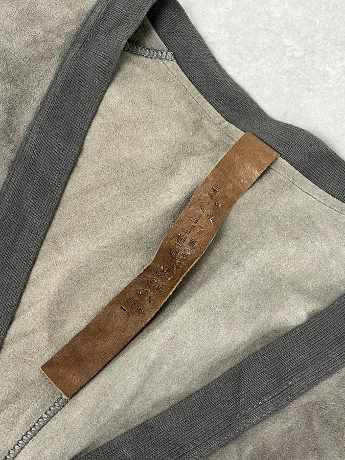 Isaac Sellam Experience Taupe Suede Contrast Ribbed Trim Cardigan tnSqNqu 9